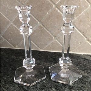 Set of Vintage Val St. Lambert Crystal Candlestick holders candlesticks